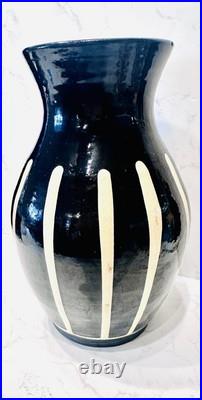 Mid-Century Black & Cream Modernist Glossy Tall Wattisfield studio pottery Vase Mid-Century Black & Cream Modernist Glossy Tall Wattisfield studio pottery Vase