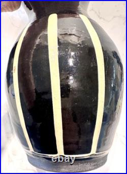 Mid-Century Black & Cream Modernist Glossy Tall Wattisfield studio pottery Vase Mid-Century Black & Cream Modernist Glossy Tall Wattisfield studio pottery Vase