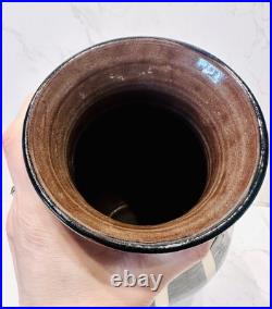 Mid-Century Black & Cream Modernist Glossy Tall Wattisfield studio pottery Vase Mid-Century Black & Cream Modernist Glossy Tall Wattisfield studio pottery Vase