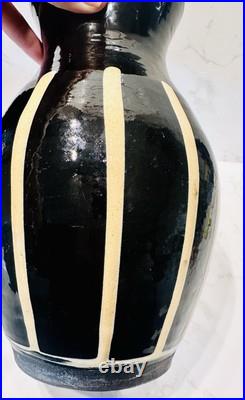 Mid-Century Black & Cream Modernist Glossy Tall Wattisfield studio pottery Vase Mid-Century Black & Cream Modernist Glossy Tall Wattisfield studio pottery Vase