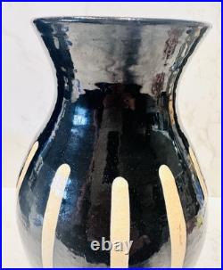 Mid-Century Black & Cream Modernist Glossy Tall Wattisfield studio pottery Vase Mid-Century Black & Cream Modernist Glossy Tall Wattisfield studio pottery Vase