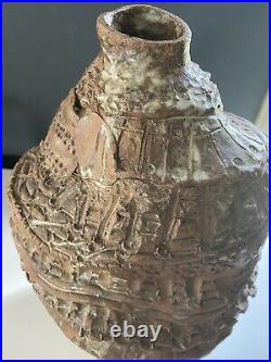 Mid Century Brutalist California Studio Ceramic Pottery Sculpture Vase Vessel