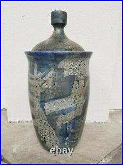 Mid Century Lidded Ceramic Vase By Joel Edwards