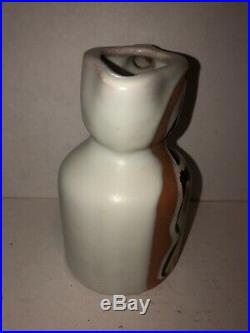 Mid Century Modern Art Hand Painted Signed Roger Capron Pitcher Vase