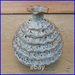 Mid Century Modern Brutalist Volcano Texture Pottery Weed Vase