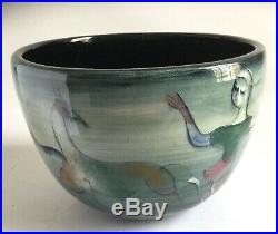Mid Century Modern POLIA PILLIN Vase Bowl with Dancing Woman & Horse Signed