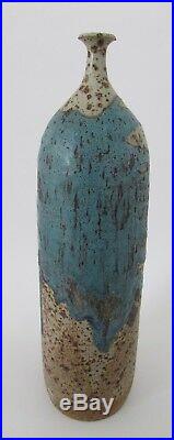 Mid Century Signed Studio Art Pottery Large Lava Stoneware Weed Vase 16