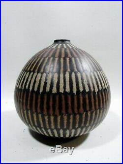 Midcentury Clyde Burt Ceramic Bulbous Vase Ohio Modernism Pottery