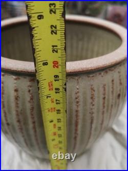 Mike Birch Stoneware Lidded Vase Incised Fluting. Ash Glazed