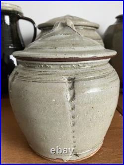 Mike Dodd Studio Pottery Lidded Jar. Stoneware. Grey/Blue Glaze. Perfect, signed