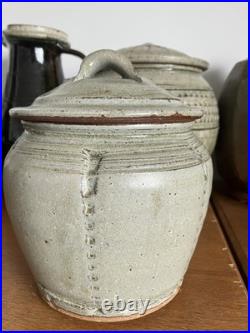 Mike Dodd Studio Pottery Lidded Jar. Stoneware. Grey/Blue Glaze. Perfect, signed