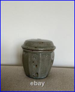 Mike Dodd Studio Pottery Stoneware Lidded Green-Blue Jar/Perfect/Signed