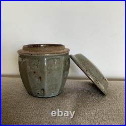 Mike Dodd Studio Pottery Stoneware Lidded Green-Blue Jar/Perfect/Signed
