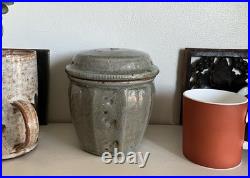 Mike Dodd Studio Pottery Stoneware Lidded Green-Blue Jar/Perfect/Signed