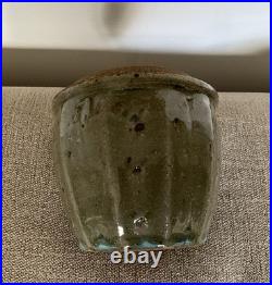 Mike Dodd Studio Pottery Stoneware Lidded Green-Blue Jar/Perfect/Signed