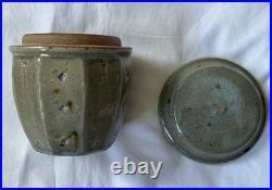 Mike Dodd Studio Pottery Stoneware Lidded Green-Blue Jar/Perfect/Signed