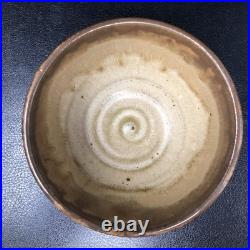 Mike Dodd studio Pottery Chawan Running bronze glaze over brown 14cm diam #2654