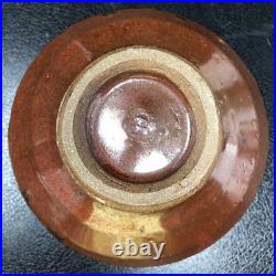 Mike Dodd studio Pottery Chawan Running bronze glaze over brown 14cm diam #2654