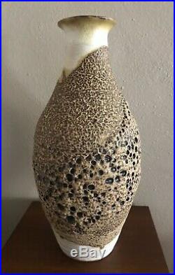 Monumental 15 Edna Arnow Chicago Artist Studio Pottery Lava Glaze Vase