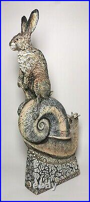 Monumental 56cm Blandine Anderson Studio Pottery Hare & Snail Sculpture