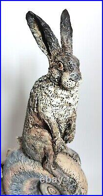 Monumental 56cm Blandine Anderson Studio Pottery Hare & Snail Sculpture