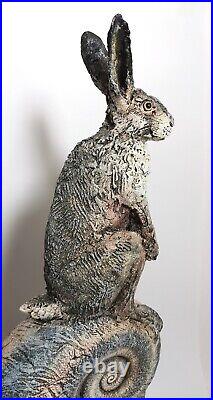 Monumental 56cm Blandine Anderson Studio Pottery Hare & Snail Sculpture