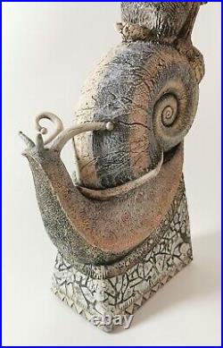 Monumental 56cm Blandine Anderson Studio Pottery Hare & Snail Sculpture