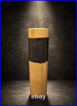 Monumental Mid Century Studio Pottery Cylinder Vase Heavy Stoneware Signed