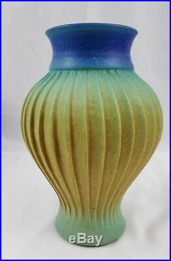 Natalie Blake Studio Art Pottery Striated Vase Vessel Handmade