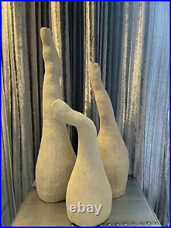 Newquay Studio Art Pottery Set Of Three Handbuilt Vases