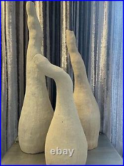 Newquay Studio Art Pottery Set Of Three Handbuilt Vases