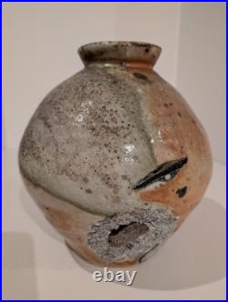 Nic Collins Large Jar Shino Glaze. Signed. 33cm x 31cm