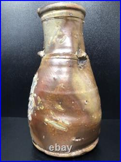 Nic Collins Large studio pottery Shell decoratedVase Lugs Signed 28cm high #2643
