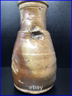 Nic Collins Large studio pottery Shell decoratedVase Lugs Signed 28cm high #2643