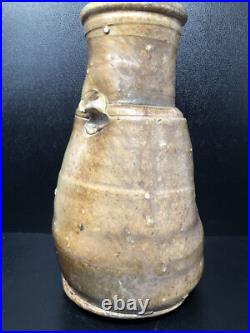 Nic Collins Large studio pottery Shell decoratedVase Lugs Signed 28cm high #2643