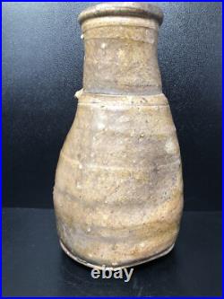 Nic Collins Large studio pottery Shell decoratedVase Lugs Signed 28cm high #2643