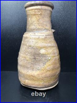 Nic Collins Large studio pottery Shell decoratedVase Lugs Signed 28cm high #2643