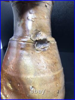 Nic Collins Large studio pottery Shell decoratedVase Lugs Signed 28cm high #2643