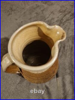 Nick Collins Large Wood fired studio pottery Devon Jug Signed 13 Tall Vgc