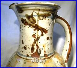 Oldrich Asenbryl Welsh Studio Pottery 15.1/2 Large Pitcher / Jug / Ewer