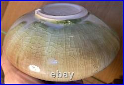 Original Studio Pottery Art Vase Crackle Green Red Glaze Porcelain Marked 7 W