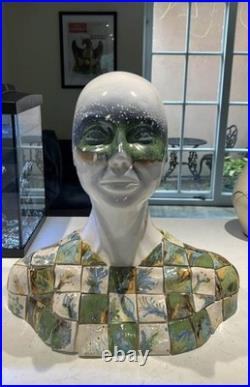 Original Unique Ceramic Head Sculpture on Large Signed NJ Parrott 1992