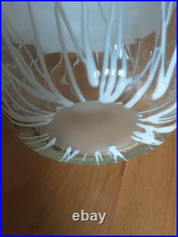 Ovoid Studio Art Glass Two-Tone Clear/White Vase with Organic Drip Pattern