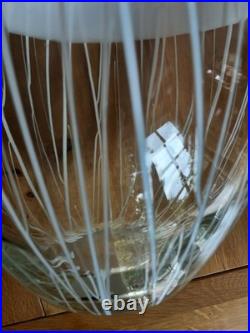 Ovoid Studio Art Glass Two-Tone Clear/White Vase with Organic Drip Pattern
