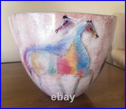 POLIA PILLIN flared bowl vase decorated with horses horse multicolor