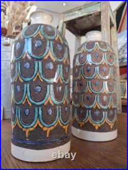 Pair Of Mid Century 1960's Coloured Studio Vases. Vintage/Ceramics/Pottery Pair Of Mid Century 1960's Coloured Studio Vases. Vintage/Ceramics/Pottery