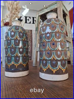 Pair Of Mid Century 1960's Coloured Studio Vases. Vintage/Ceramics/Pottery Pair Of Mid Century 1960's Coloured Studio Vases. Vintage/Ceramics/Pottery