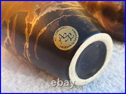 Pair Of Tony Laverick Vases With Black, Gold & Copper Tones And Patterns Pair Of Tony Laverick Vases With Black, Gold & Copper Tones And Patterns