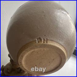 Pair Studio Art Pottery Ceramic Lidded Vases Brown/Beige Signed PH Mark