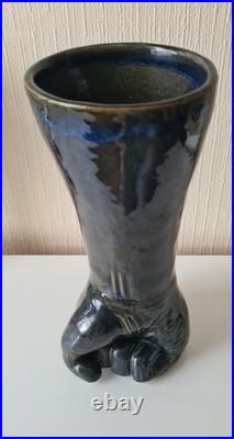 Pair of Signed Studio Pottery Hand & Foot Vases Sculptural Ceramic 35cm